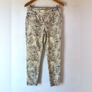 Chico’s Women’s 4 ankle jeggings floral stretch lyrca duralyft Travel Comfort